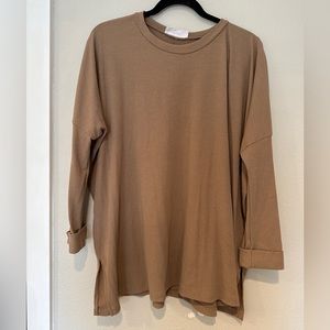 Carly Jean Los Angeles Tan Ribbed Top